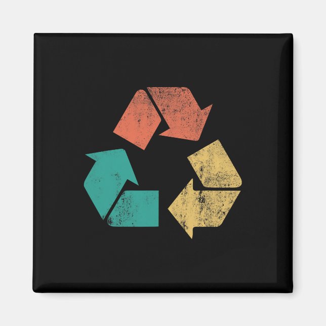 Retro Återvinna Logotyp Protection Natature Earth  Magnet (Framsidan)