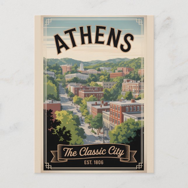 Retro Athens Georgia Resa  Vykort (Framsida)