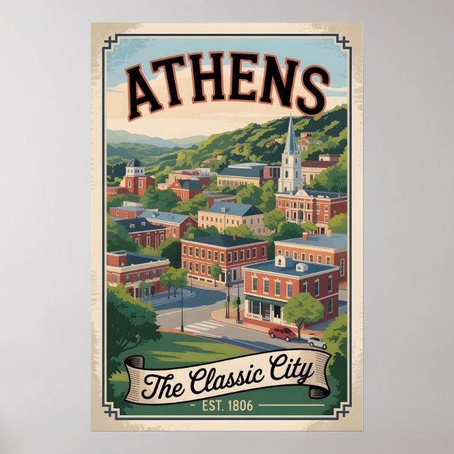 Retro Athens Georgia Resemål Poster (Framsidan)