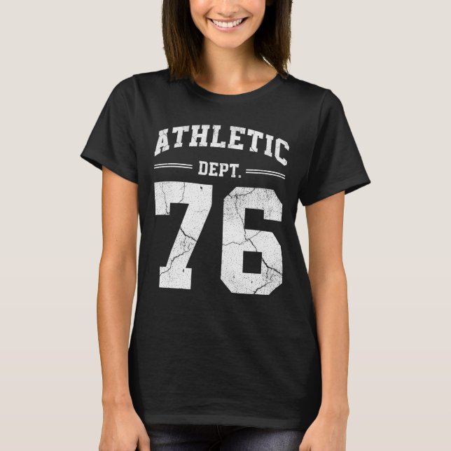 Retro Athletic Dept 76 Klassisk 1976 Födelsedag T Shirt (Framsida)