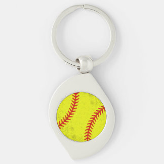 Retro Athletic Softball Fastpitch Game Day Style Swirl Silverfärgad Nyckelring