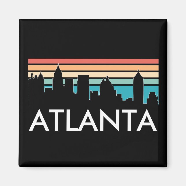 Retro Atlanta Georgia Vintage Sunset Skyline Magnet (Framsidan)