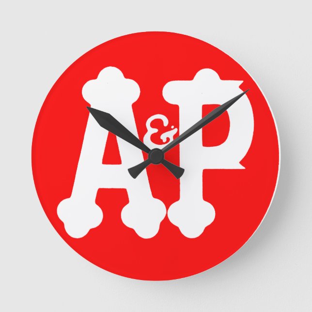 Retro Atlantic & Pacific Livsmedel Store Wall Cloc Rund Klocka (Framsida)