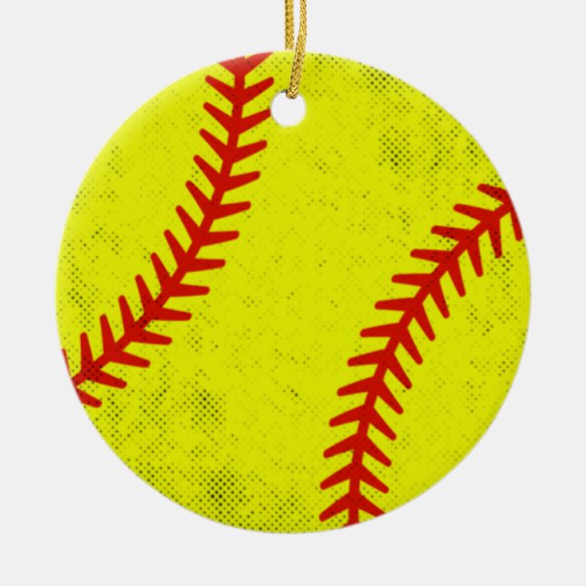 Retro Atletisk Softboll Fastpitch Matchdag Stil Julgransprydnad Keramik (Framsidan)