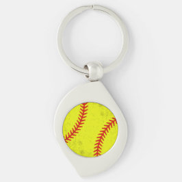 Retro Atletisk Softboll Fastpitch Matchdag Stil Swirl Silverfärgad Nyckelring