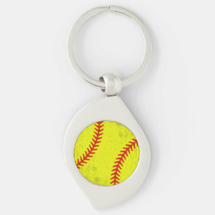 Retro Atletisk Softboll Fastpitch Matchdag Stil Swirl Silverfärgad Nyckelring
