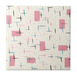 Retro atom- det keramiska rosamönster belägger med kakelplatta