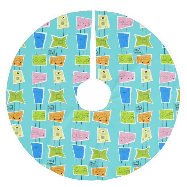 Retro atom- hötorgskonstjulgrankjol julgransmatta borstad polyester (Framsidan)