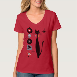 Retro atom- katt MCM för svart för Eracoolakatt T Shirt