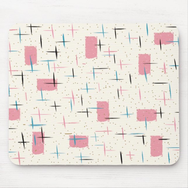 Retro atom- rosamönster Mousepad Musmatta (Framsidan)