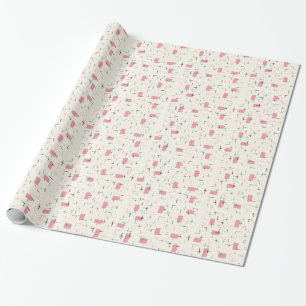 Retro atom- rosamönster som slår in papper presentpapper