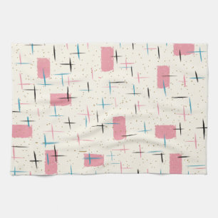 Retro atom- rosamönsterkökshandduk kökshandduk