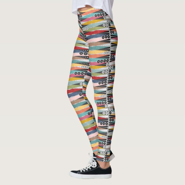 Retro Atomic Age Backgammon Leggings (Vänster)
