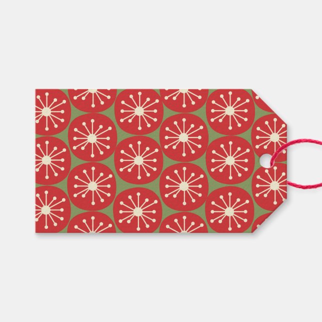 Retro Atomic Age Midsekels jultomter Presentetikett (Framsidan (Horisontell))