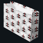 Retro Atomic Art Baubles & Flygplan<br><div class="desc">Retro Atomic Art stil är utformat med röda/vita/svarta "bubblor" centrerat mellan ett torn med fyra dimensioner av geometriskt flygplan på bakgrunden för färgblock av grått</div>