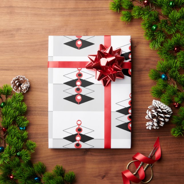 Retro Atomic Art Baubles & Flygplan Presentpapper (Julgåva)