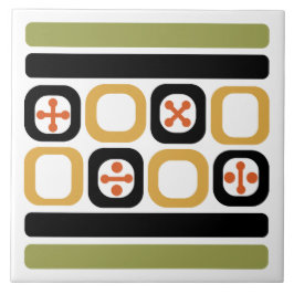 Retro Atomic Art-fyrkanter Linjer flerfärgat Kakelplatta