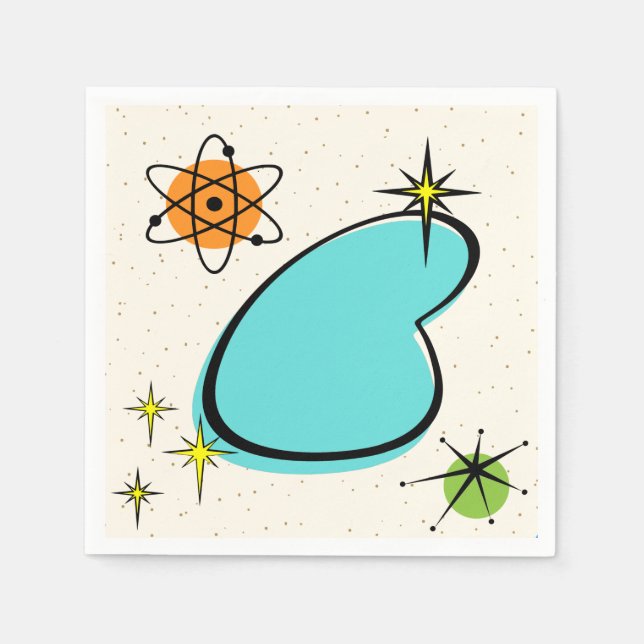 Retro Atomic Boomerang och Starbursts Pappersserve Pappersservett (Framsidan)