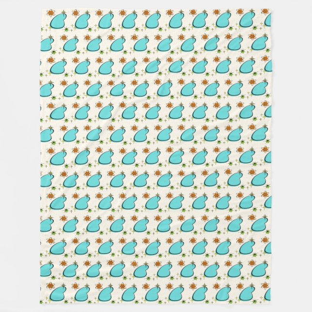 Retro Atomic Boomerang & Starburst Fleece Blanket (Framsidan)