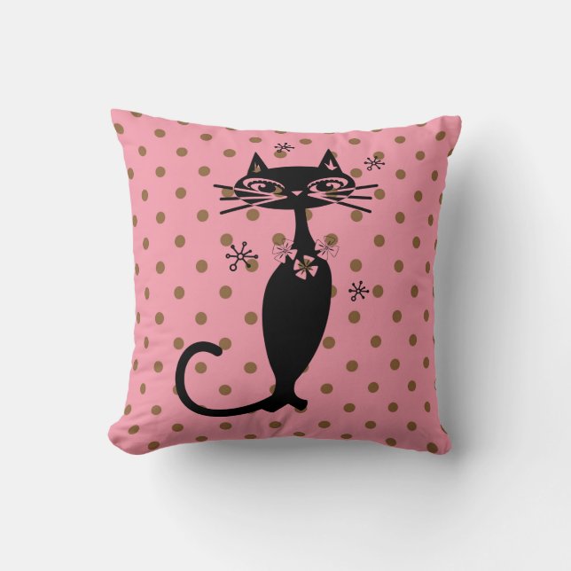 RETRO ATOMIC CAT 1950's ROSA PILLOWS Kudde (Framsida)