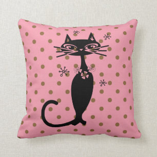 RETRO ATOMIC CAT 1950's ROSA PILLOWS Kudde