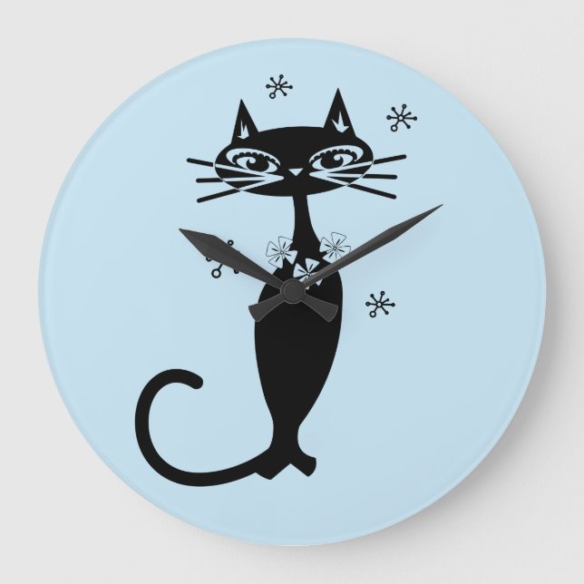 RETRO ATOMIC CAT CLOCK STOR KLOCKA (Framsida)