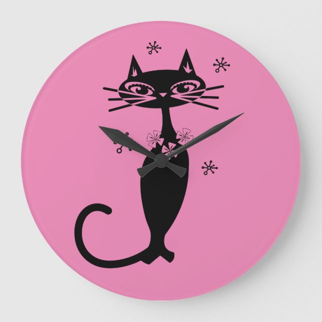 RETRO ATOMIC CAT CLOCK STOR KLOCKA (Framsida)