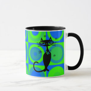 RETRO ATOMIC CAT KAFFE KOPPAR