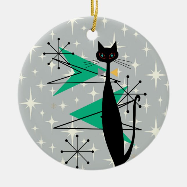 Retro Atomic ERA-århundradets moderna MCM-Coola Ca Julgransprydnad Keramik (Framsidan)