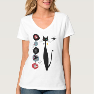 Retro Atomic Era Coola Cat Black Cat MCM T Shirt