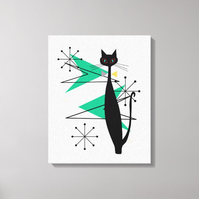 Retro Atomic ERA ERA MCM Coola Cat Canvas (Framsida)