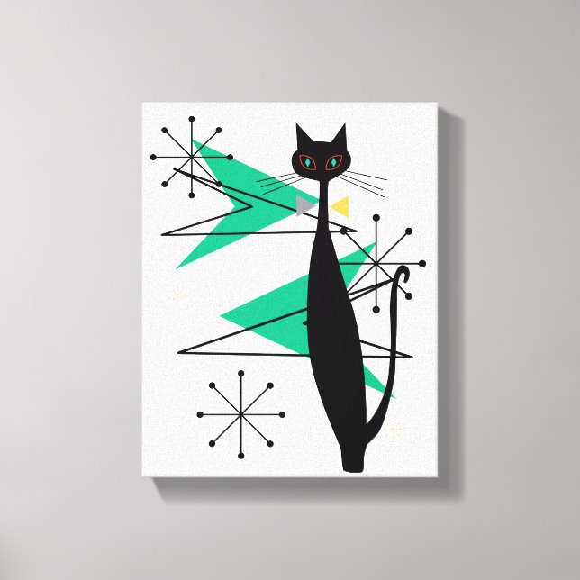 Retro Atomic ERA ERA MCM Coola Cat Canvas (Framsida)