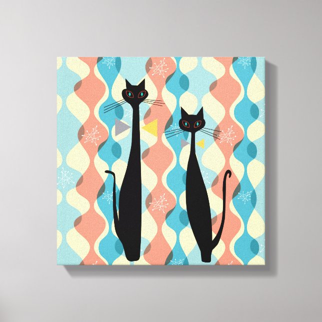 Retro Atomic ERA ERA MCM Coola Cat Canvas v2 (Framsida)