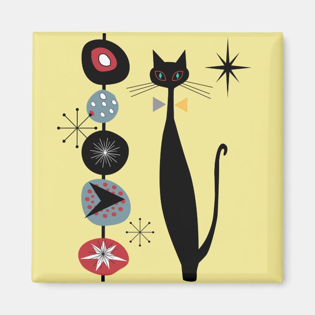 Retro Atomic ERA ERA MCM Coola Cat Magnet v1 (Framsidan)