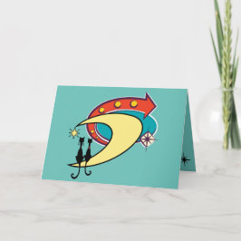 Retro Atomic ERA ERA MCM Coola Cat Måne Tillfällen Kort