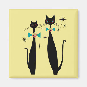 Retro Atomic Era MCM-Coola Cats från det moderna M Magnet