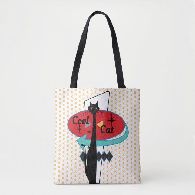 Retro Atomic ERA Mid Centers Modern Coola Cat Sign Tygkasse (Framsida)