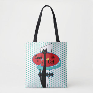 Retro Atomic ERA Mid Centers Modern Coola Cat Sign Tygkasse