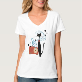 Retro Atomic ERA Mid Century Modern Cat & Radio T Shirt