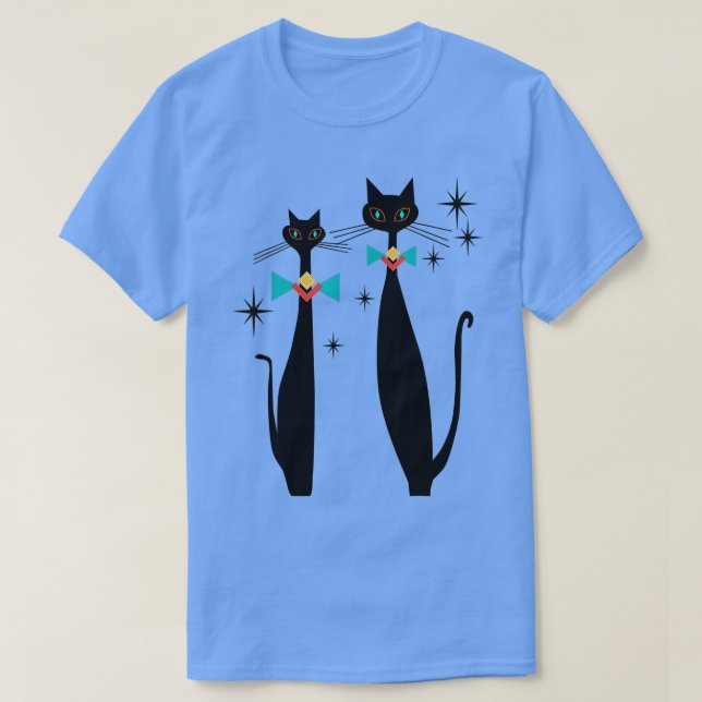 Retro Atomic Era Mid Century Modern Cool Cat Pair  T Shirt (Design framsida)