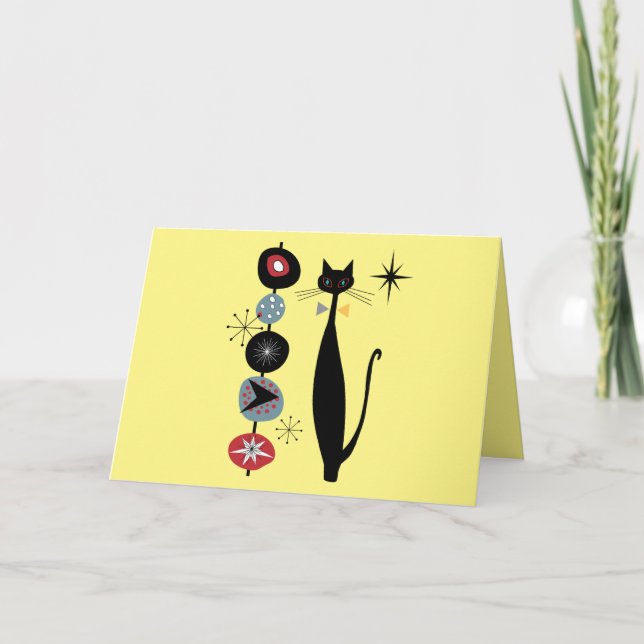 Retro Atomic Era Mid Century Modern Coola Cat Anteckningskort (Framsida)