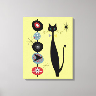 Retro Atomic Era Mid Century Modern Coola Cat Canvastryck