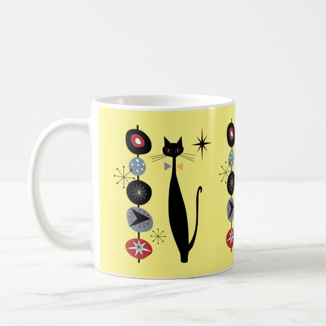 Retro Atomic ERA Mid Century Modern Coola Cat Kabo Kaffemugg (Vänster)