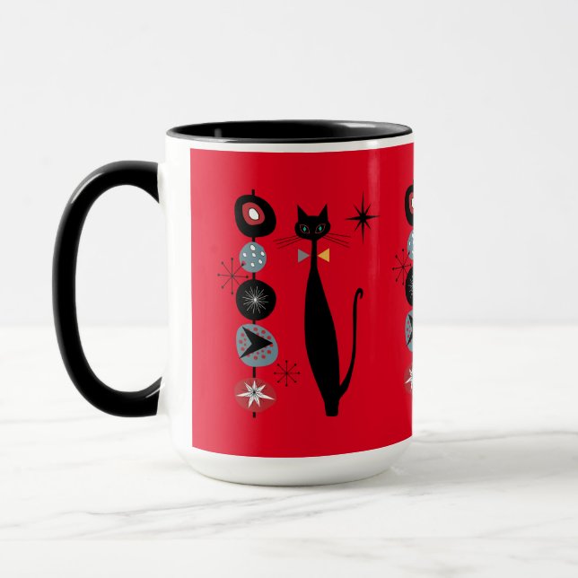 Retro Atomic Era Mid Century Modern Coola Cat Kabo Mugg (Vänster)