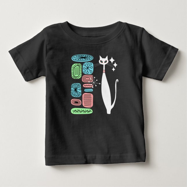 Retro Atomic Era Mid Century Modern Coola Cat T Shirt (Framsida)