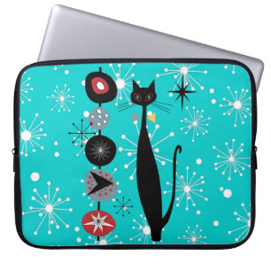 Retro Atomic Era Mid Century Modern Kattunge Laptop Fodral