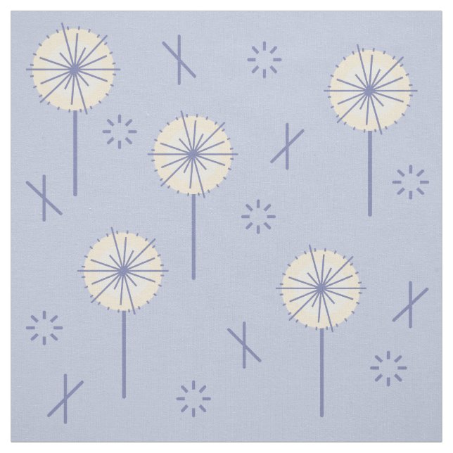 Retro Atomic Flowers Blue-Gult Tyg (Provkarta)