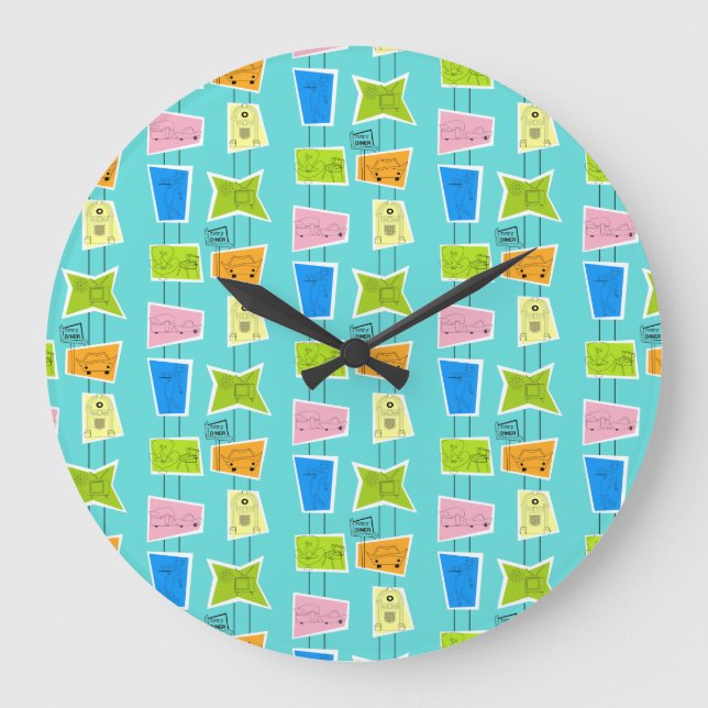 Retro Atomic Kitsch Acrylic Wall Clock Stor Klocka (Framsida)