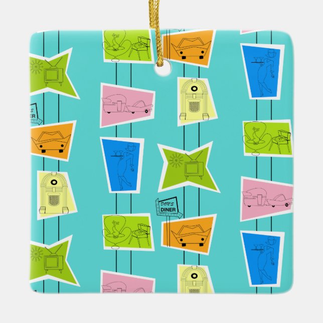 Retro Atomic Kitsch Ceramic Ornament (Framsida)