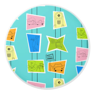 Retro Atomic Kitsch Ceramic pull Knopp